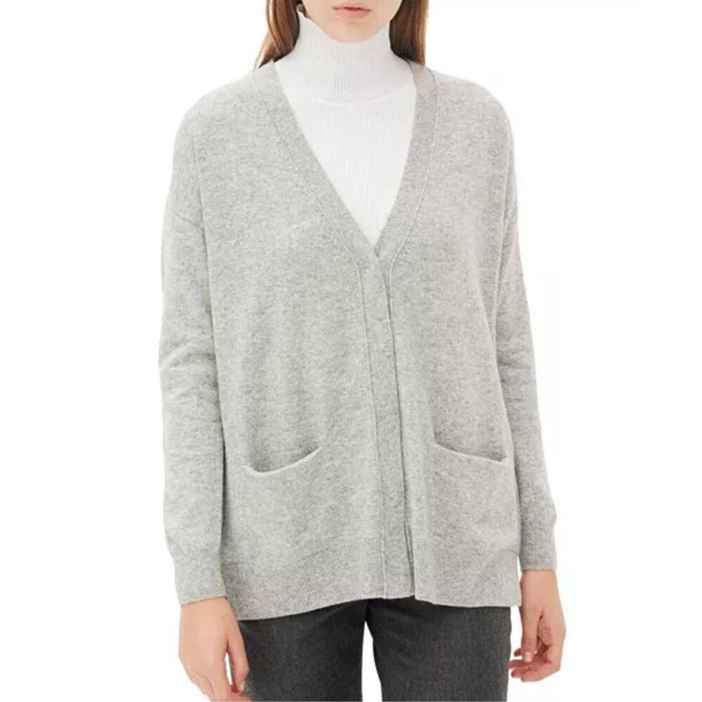 Sandro Paris Cashmere Blend Lightweight Gray Girl Split Back Button Cardigan M